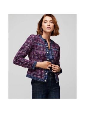 NWT White House Black Market Blazer WHBM 6 Tweed Stylist Jacket Hollyhock Combo